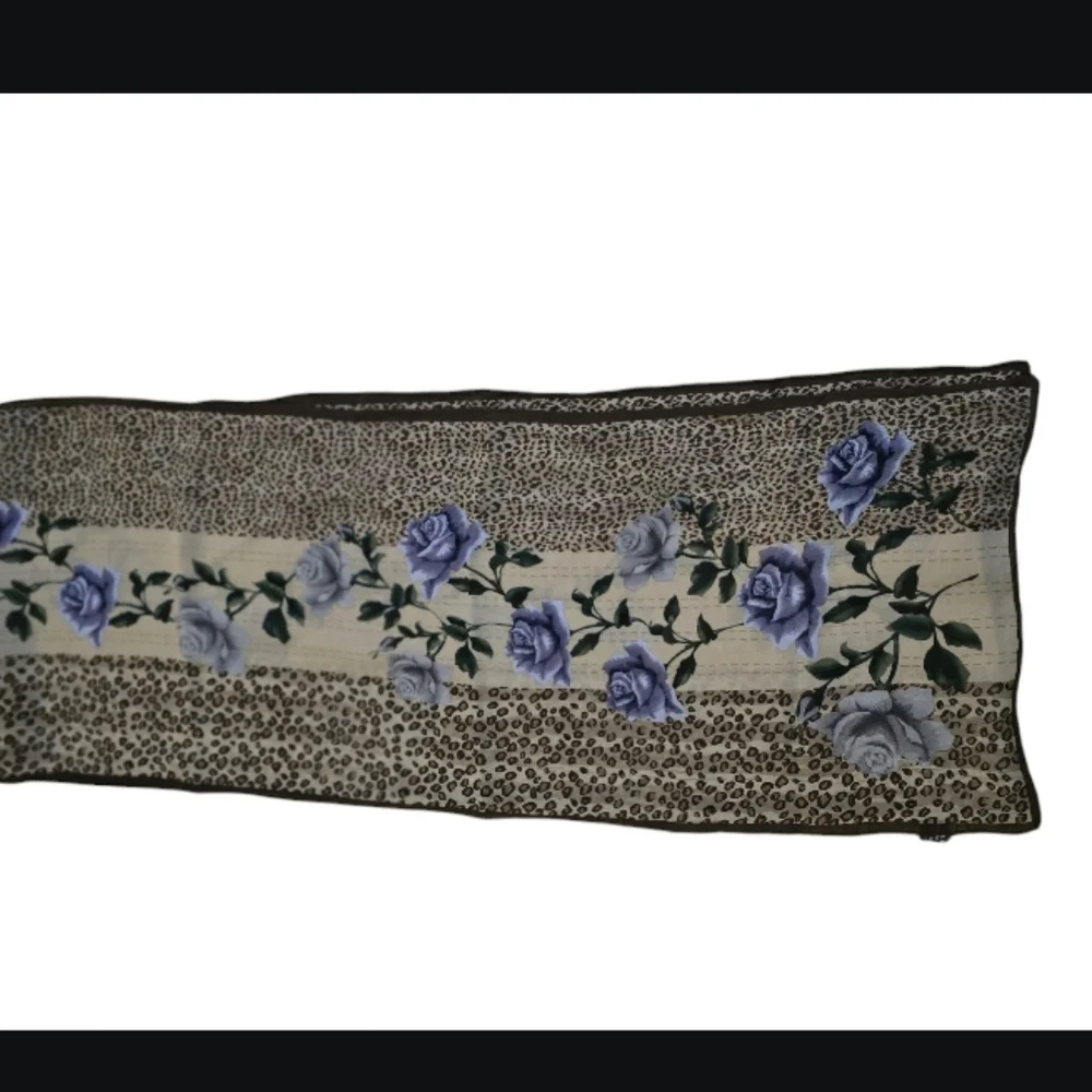 Floral Leopard Print Scarf, 100% silk, 54